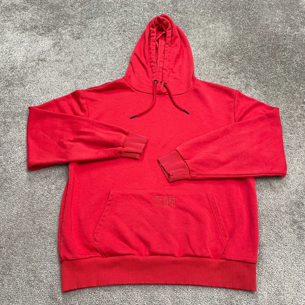 Mavi Loose Fit Hoodie Sweatshirt Mens Medium Red Japanese Legend Embroidered